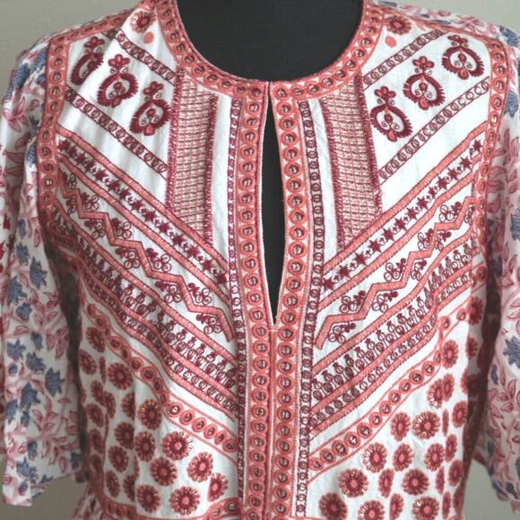 Oliphant Flirty V Neck Maxi Mendoza Coral Ladies Dress Size Medium - Picture 8 of 10